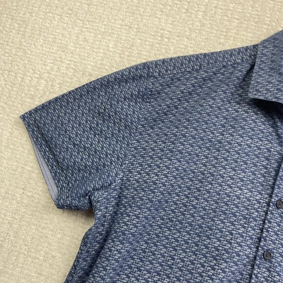 Anthony of London Blue Fish AOP Short Sleeves Dress Button Up Shirt Men Size L - Picture 5 of 14